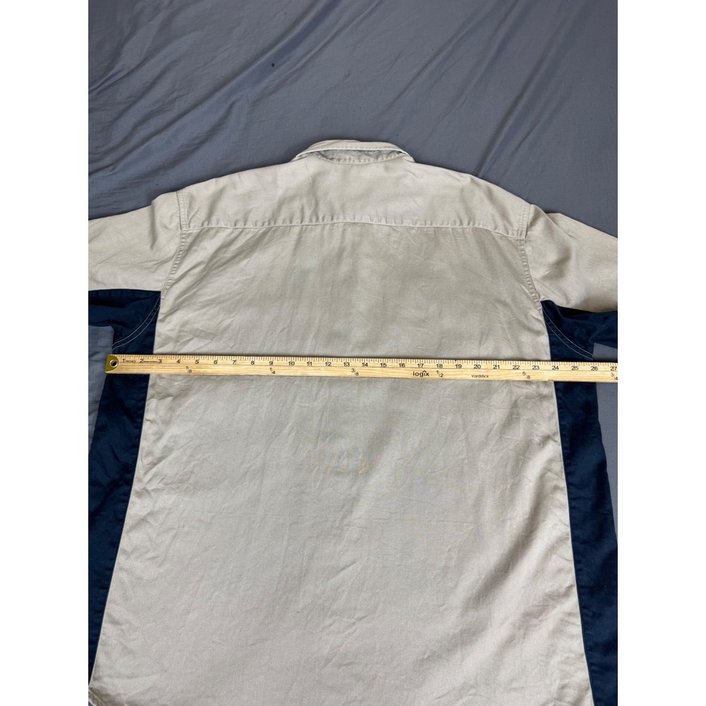 Dickies Mens XL Khaki Navy Two Tone Short Sleeve Work Shirt Cotton Button Up - Picture 3 of 15